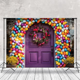 Lofaris Colorful Eggs Arch Purple Door Easter Backdrops